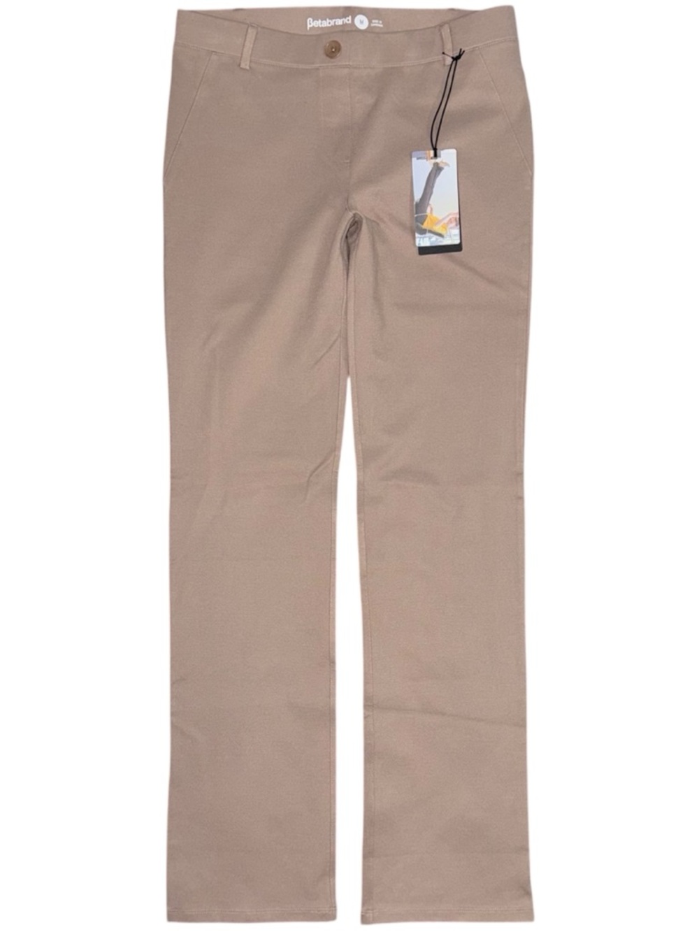 NEW Betabrand Classic Straight Dress Yoga Pant Khaki Pull On Ponte Medium Office